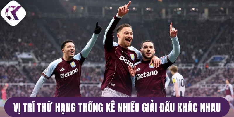 Vị trí thứ hạng thống kê nhiều giải đấu khác nhau